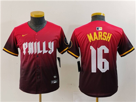 Philadelphia Phillies #16 Brandon Marsh Youth Red 2024 City Connect Limited Jersey