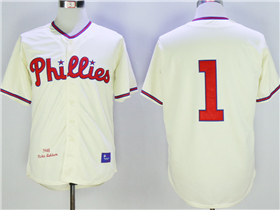 Philadelphia Phillies #1 Richie Ashburn 1948 Throwback Cream Jersey