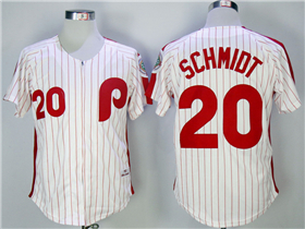 Philadelphia Phillies #20 Mike Schmidt 1983 White Pinstripe Throwback Jersey