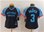 National League #3 Bryce Harper Women's Navy 2024 MLB All-Star Game Limited Jersey