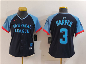 National League #3 Bryce Harper Women's Navy 2024 MLB All-Star Game Limited Jersey