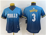 Philadelphia Phillies #3 Bryce Harper Women's Blue 2024 City Connect Limited Jersey