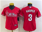 Philadelphia Phillies #3 Bryce Harper Women's Red Jersey