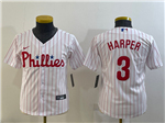 Philadelphia Phillies #3 Bryce Harper Youth White Jersey