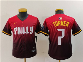 Philadelphia Phillies #7 Trea Turner Youth Red 2024 City Connect Limited Jersey