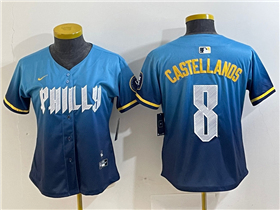 Philadelphia Phillies #8 Nick Castellanos Women's Blue 2024 City Connect Limited Jersey