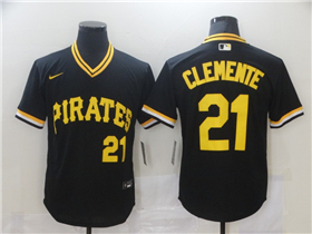 Pittsburgh Pirates #21 Roberto Clemente Black Cooperstown Collection Jersey