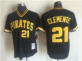 Pittsburgh Pirates #21 Roberto Clemente Throwback Black Jersey