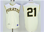 Pittsburgh Pirates #21 Roberto Clemente 1960 Throwback Cream Sleeveless Jersey