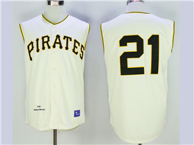 Pittsburgh Pirates #21 Roberto Clemente 1960 Throwback Cream Sleeveless Jersey