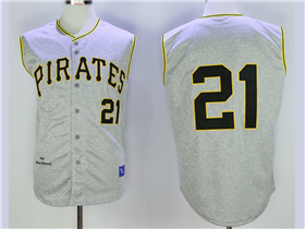 Pittsburgh Pirates #21 Roberto Clemente 1962 Throwback Grey Sleeveless Jersey