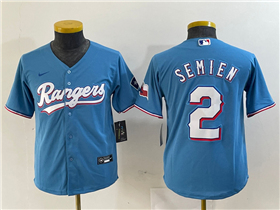 Texas Rangers #2 Marcus Semien Youth Light Blue LimitedJersey