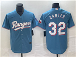 Texas Rangers #32 Evan Carter Light Blue Cool Base Jersey