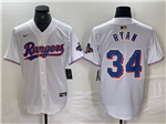 Texas Rangers #34 Nolan Ryan White 2024 Gold Collection Limited Jersey