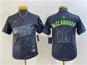 Tampa Bay Rays #18 Shane McClanahan Youth Charcoal 2024 City Connect Limited Jersey