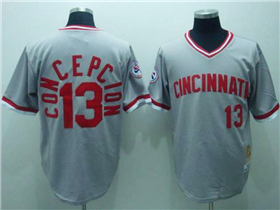 Cincinnati Reds #13 Dave Concepción 1976 Throwback Grey Jersey