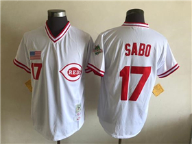 Cincinnati Reds #17 Chris Sabo 1990 Throwback White Jersey