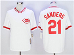 Cincinnati Reds #21 Reggie Sanders White Cooperstown Cool Base Jersey