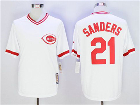 Cincinnati Reds #21 Reggie Sanders White Cooperstown Cool Base Jersey