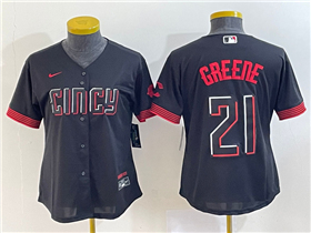 Cincinnati Reds #21 Hunter Greene Women's Black 2023 City Connect Jersey