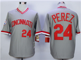 Cincinnati Reds #24 Tony Pérez 1976 Throwback Grey Jersey