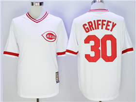 Cincinnati Reds #30 Ken Griffey Jr. White Cooperstown Cool Base Jersey