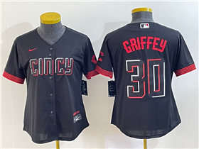 Cincinnati Reds #30 Ken Griffey Jr. Women's Black 2023 City Connect Jersey