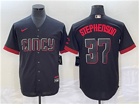 Cincinnati Reds #37 Tyler Stephenson Black 2023 City Connect Jersey