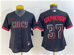 Cincinnati Reds #37 Tyler Stephenson Women's Black 2023 City Connect Jersey