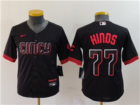 Cincinnati Reds #77 Rece Hinds Youth Black 2023 City Connect Jersey