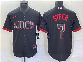 Cincinnati Reds #7 Spencer Steer Black 2023 City Connect Jersey