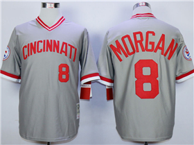 Cincinnati Reds #8 Joe Morgan 1976 Throwback Grey Jersey