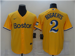 Boston Red Sox #2 Xander Bogaerts Gold With Name 2021 City Connect Jersey