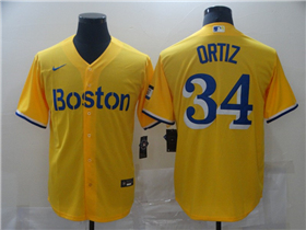 Boston Red Sox #34 David Ortiz Gold With Name 2021 City Connect Jersey