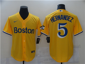 Boston Red Sox #5 Enrique Hernandez Gold With Name 2021 City Connect Jersey