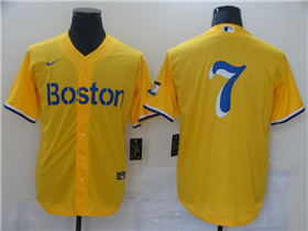 Boston Red Sox #7 Christian Vázquez Gold 2021 City Connect Jersey