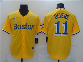 Boston Red Sox #11 Rafael Devers Gold With Name 2021 City Connect Jersey