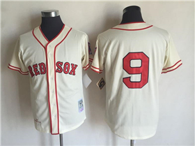 Boston Red Sox #9 Ted Williams Throwback Cream Jersey