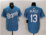 Kansas City Royals #13 Salvador Perez Light Blue Limited Jersey