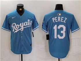 Kansas City Royals #13 Salvador Perez Light Blue Limited Jersey