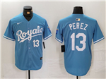 Kansas City Royals #13 Salvador Perez Light Blue Limited Jersey