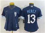 Kansas City Royals #13 Salvador Perez Women's 2022 Navy City Connect Jersey