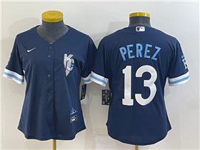 Kansas City Royals #13 Salvador Perez Women's 2022 Navy City Connect Jersey