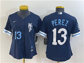 Kansas City Royals #13 Salvador Perez Women's 2022 Navy City Connect Jersey