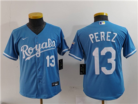 Kansas City Royals #13 Salvador Perez Youth Light Blue Limited Jersey