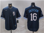 Kansas City Royals #16 Bo Jackson Navy City Connect Jersey