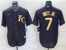 Kansas City Royals #7 Bobby Witt Jr. Black Gold Jersey