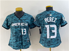 American League Kansas City Royals #13 Salvador Perez Women's Teal 2023 MLB All-Star Game Jersey