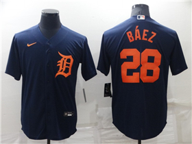 Detroit Tigers #28 Javier Baez Navy/Orange Cool Base Jersey