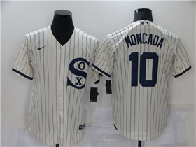 Chicago White Sox #10 Yoan Moncada White with name 2021 Field of Dreams Cool Base Jersey 